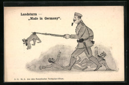 AK Landsturm - Made In Germany, Deutscher Soldat Trampelt Feinde Nieder  - War 1914-18