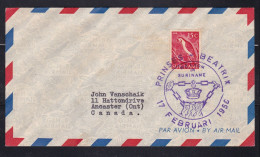 Suriname - 1956 Airmail Cover To Canada - Princess Beatrix Visit Pictorial Postmark - Suriname ... - 1975