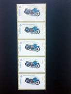 ESPAÑA.AÑO 2002/Motocicleta Clásica./Tira De 5 Etiquetas Postales Nuevas Y Limpias. - Franking Machines (EMA)