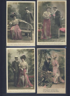 RPPC Lady & Man ROMANCE- FASHION - 7x Postcard Lot - Women