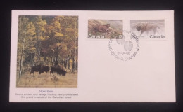 C) 1981. CANADA. FDC. WOODEN BISON DOUBLE STAMPS. XF - Non Classés