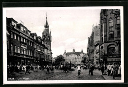 AK Erfurt, Strassenpartie Am Anger, Strassenbahn  - Tramways