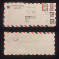 C) 1977. CHINA. AIRMAIL ENVELOPE SENT TO USA. MULTIPLE STAMPS. FRONT AND BACK. XF - Cina