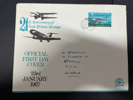 29-5-2024 (6 Z 29) Tanzania - - Uganda - Kenya FDC Cover (20 X 15 Cm) East African Airways 25th Anniversary - Kenya, Uganda & Tanzania