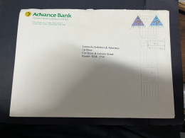 29-5-2024 (6 Z 29) Australia (23 X 16 Cm)  2 Large Letter (1 With 2 TRIANGLE Shape Advance Bank Stamps) - Briefe U. Dokumente