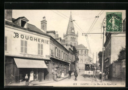 CPA Sanvic, La Rue De La Republique, Tramway Unterwegs  - Altri & Non Classificati