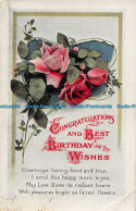 R152877 Greetings. Congratulations And Best Birthday Wishes. Roses. 1919 - World