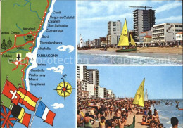 72394608 Tarragona Calafell Playa Strand Hotels Landkarte Kueste Flaggen Tarrago - Other & Unclassified