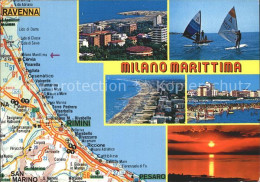 72394584 Milano Marittima Strassenkarte Kueste Windsurfen Strand Hotels Sonnenun - Other & Unclassified