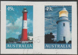 AUSTRALIA - DIE-CUT-USED 2002 98c Lighthouses Pair As Issued, Backing Attached - Oblitérés