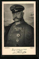 AK Paul Von Hindenburg, Der Feldmarschall Mit Orden Und Schirmmütze, Eisernes Kreuz  - Personajes Históricos