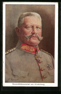 Künstler-AK Paul Von Hindenburg, Der Generalfeldmarschall Im Portrait Mit Eisernem Kreuz  - Historical Famous People