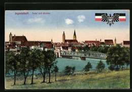 AK Ingolstadt, Totalansicht Mit Brücke Und Reichsadler  - Ingolstadt