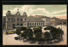 AK Mainz, Hauptbahnhof Und Strassenbahn  - Mainz