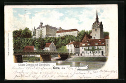AK Gera, Schloss Osterstein Mit Elsterbrücke  - Gera
