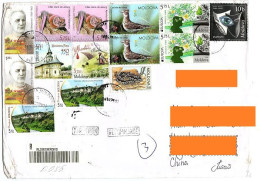 Moldova Registered Cover To China — 2015/2016/2017 & 1990s Many Topic Stamps Etc. - Moldova