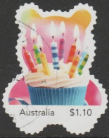 AUSTRALIA - DIE-CUT-USED 2020 $1.10 "MyStamps" - Teddy Bear Birthday Cake - Used Stamps
