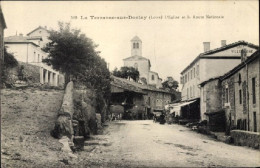 Postcard La Terrasse Sur Dorlay Loire, Ancient Church And Ancient National Road, Excellent Condition ! - Saint Etienne