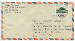 Korea, South 1963 Airmail Cover; Seoul To Chicago, Illinois - Natural History Museum; Scott C26 - 400w. Airmail Stamp - Corée Du Sud