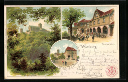 Lithographie Wartburg, Restauration, Eingang, Wartburgblick  - Other & Unclassified