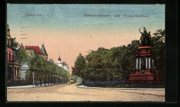 AK Hannover, Hohenzollernstrasse Und Kriegerdenkmal Mit Strassenbahn  - Tramways