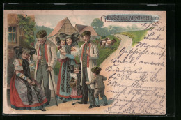 Künstler-AK Minden I. W., Familie In Tracht Von Schaumburg-Lippe  - Costumes