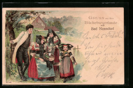 Lithographie Bad Nenndorf, Familie In Tracht Aus Dem Bückeburgerland  - Costumes