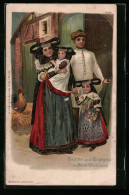 Künstler-AK Bauernfamilie In Tracht Aus Der Umgegend Von Porta Westfalica  - Costumes