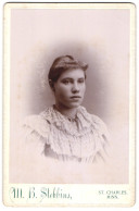Fotografie M. B. Stebbins, St. Charles, Minn., Junge Dame Im Kleid  - Personnes Anonymes