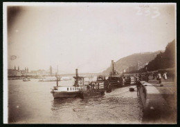 Fotografie Brück & Sohn Meissen, Ansicht Budapest, Dampfschiffe Auf Der Donau Bei Der Elisabethbrücke  - Boten