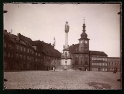 Fotografie Brück & Sohn Meissen, Ansicht Elbogen, Marktplatz Mit Denkmal, Rathaus Mit Uhrenturm  - Lieux
