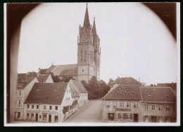 Fotografie Brück & Sohn Meissen, Ansicht Oschatz, Aegidienkirche, Cafe Max Lübner & Sattlerei Otto Finsterbusch  - Places