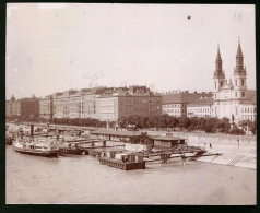 Fotografie Brück & Sohn Meissen, Ansicht Budapest, Petöfi-Platz Mit Corso, Anleger Der Donau-Dampfer  - Lieux