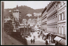 Fotografie Brück & Sohn Meissen, Ansicht Karlsbad, Markt Mit Ladengeschäften  - Lugares