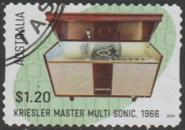 AUSTRALIA - DIE-CUT-USED 2024 $1.20 Retro Audio - 1966 Kriesler Master Multi Sonic Radiogram - Gebruikt