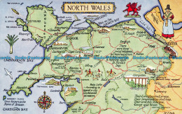 R154129 North Wales. A Map. Salmon - Monde