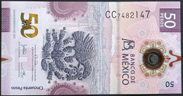 MEXICO $50 ! SERIES CC 6-DEC-2023 ! Jonathan Heat Sign. AXOLOTL POLYMER NOTE Mint BU Crisp Read Descr. For Notes - Mexiko