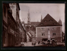 Fotografie Brück & Sohn Meissen, Ansicht Meissen I. Sa., Blick Auf Den Theaterplatz Mit Stadttheater Und Obelisk  - Lugares