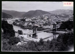 Fotografie Brück & Sohn Meissen, Ansicht Tetschen / Elbe, Blick Vom Berg Nach Dem Ort Mit Brücke  - Orte