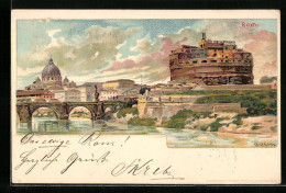 Artista-Cartolina Richard Hegedüs-Geiger: Rom, Panorama Der Stadt Mit Brücke Und Pantheon  - Autres & Non Classés