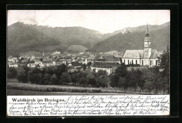 AK Waldkirch /Breisgau, Ortsansicht Mit Kirche  - Waldkirch