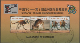 AUSTRALIA - USED 1994 $1.35 Kangaroo And Koala Overprinted China '96 - 9th Asian International Exhibition Souvenir Sheet - Gebruikt