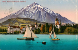 13960742 SPIEZ_Thunersee_BE Mit Schloss Kirche Und Niesen - Autres & Non Classés