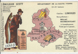 HAUTE-VIENNE- CARTE DU DEPARTEMENT- PUBLICITE POUR L EMUSLSION SCOTT - Altri & Non Classificati