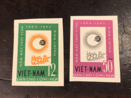 VIET  NAM  NORTH STAMPS-print Test Imperf 1964-(intemational Year Of Quiet Sun)2 Pcs  2 STAMPS Good Quality - Viêt-Nam