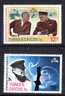 TURKS AND CAICOS ISLANDS - 1974 CHURCHILL ANNIVERSARY SET (2V) FINE MNH ** SG 430-431 - Turks & Caicos