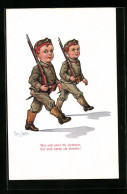 Künstler-AK H. Zahl: Zwei Soldaten Mit Gewehren  - Zahl, H.