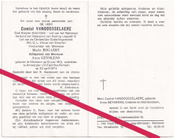 Merksem. Camiel Vandoosselaere. °1913 - †1974 Antwerpen. Oud-Strijder 1940-1945. Maria Bogaert / Anna Geyskens - Obituary Notices