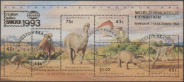 AUSTRALIA - USED 1993 $3.60 Age Of Dinosaurs Souvenir Sheet Overprinted Bangkok '93 - Gebruikt