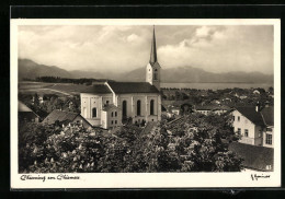 AK Chieming, Motiv Mit Kirche Und Chiemsee  - Other & Unclassified